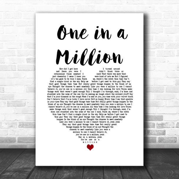 Maxine Brown One in a Million White Heart Song Lyric Wall Art Print