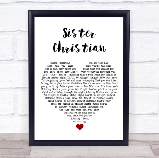 Night Ranger Sister Christian White Heart Song Lyric Wall Art Print