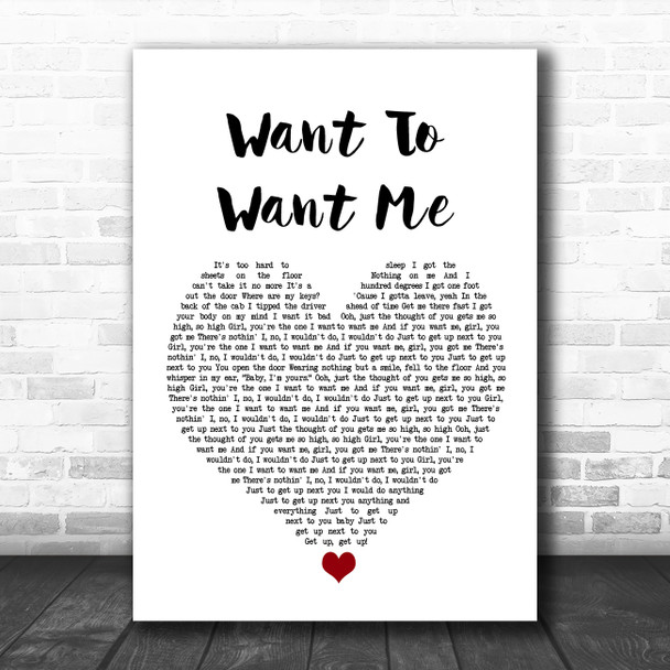 Jason Derulo Want To Want Me White Heart Song Lyric Wall Art Print