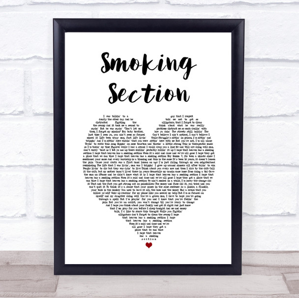 Jelly Roll Smoking Section White Heart Song Lyric Wall Art Print