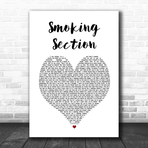 Jelly Roll Smoking Section White Heart Song Lyric Wall Art Print