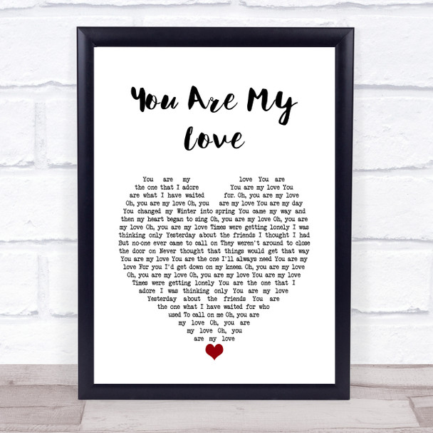 Liverpool Express You Are My Love White Heart Song Lyric Wall Art Print