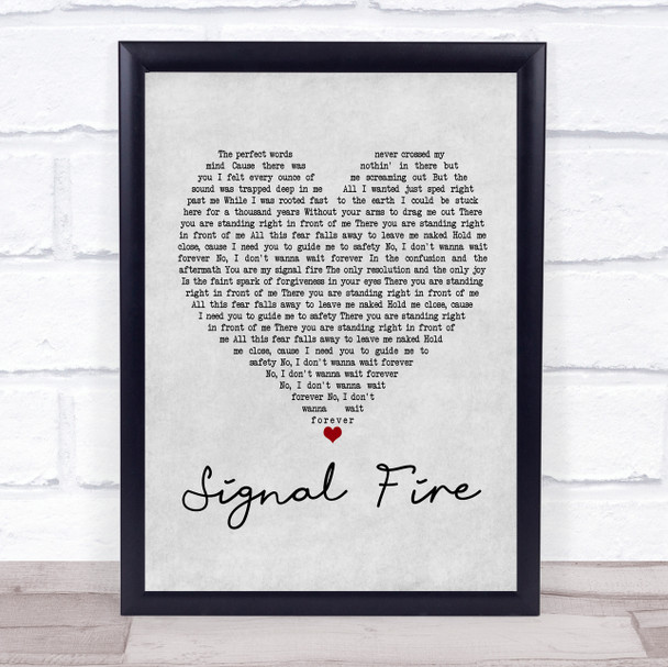 Snow Patrol Signal Fire Grey Heart Song Lyric Music Wall Art Print