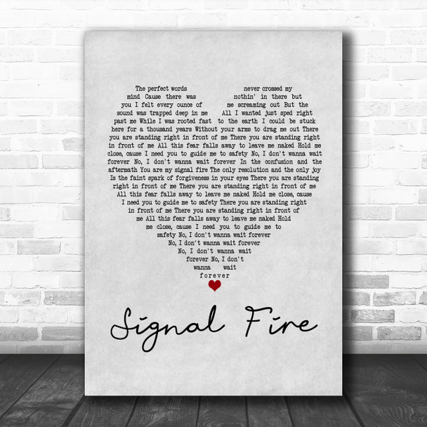 Snow Patrol Signal Fire Grey Heart Song Lyric Music Wall Art Print