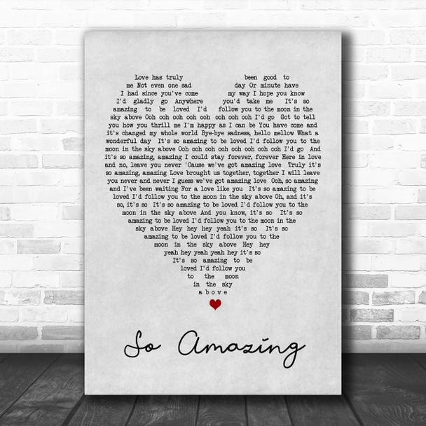 So Amazing Luther Vandross Grey Heart Song Lyric Music Wall Art Print