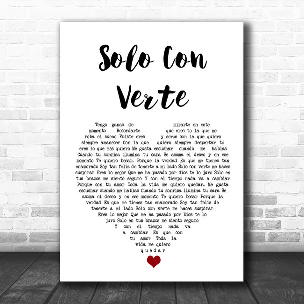 Banda MS Solo Con Verte White Heart Song Lyric Wall Art Print