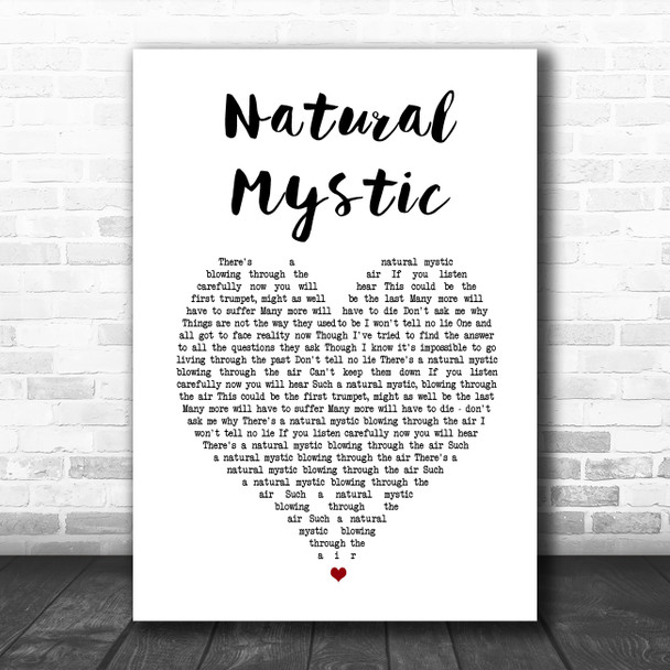 Bob Marley Natural Mystic White Heart Song Lyric Wall Art Print