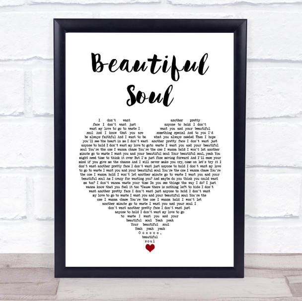 Boyce Avenue Beautiful Soul White Heart Song Lyric Wall Art Print