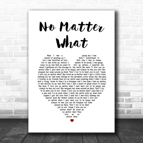 Calum Scott No Matter What White Heart Song Lyric Wall Art Print