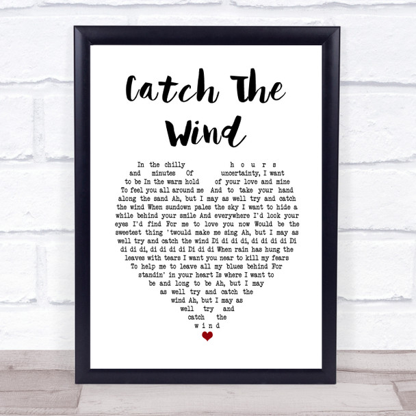 Donovan Catch The Wind White Heart Song Lyric Wall Art Print