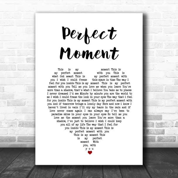 Martine McCutcheon Perfect Moment White Heart Song Lyric Wall Art Print