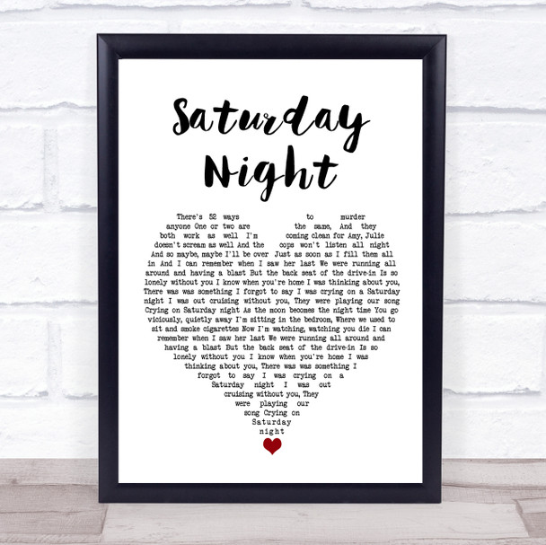 Misfits Saturday Night White Heart Song Lyric Wall Art Print