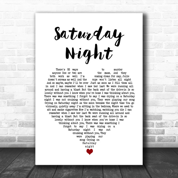 Misfits Saturday Night White Heart Song Lyric Wall Art Print
