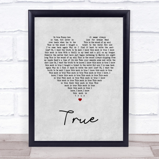 Spandau Ballet True Grey Heart Song Lyric Music Wall Art Print