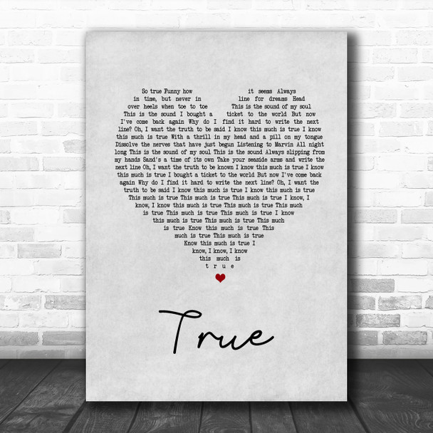 Spandau Ballet True Grey Heart Song Lyric Music Wall Art Print