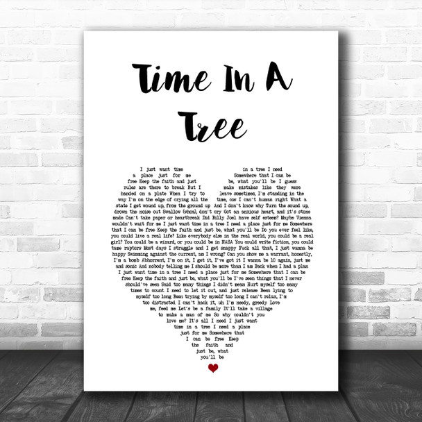 Raleigh Ritchie Time In A Tree White Heart Song Lyric Wall Art Print