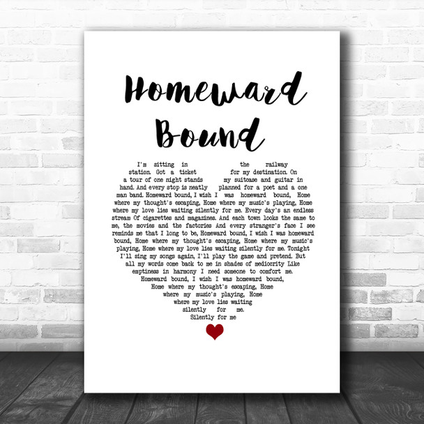 Simon & Garfunkel Homeward Bound White Heart Song Lyric Wall Art Print