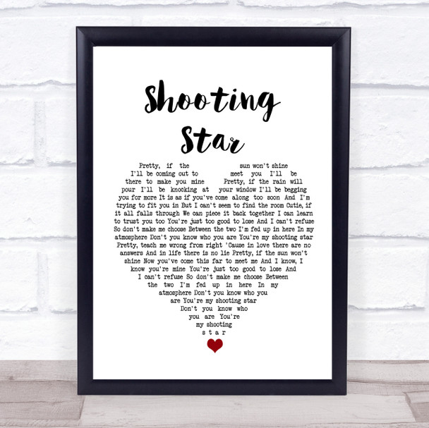 Air Traffic Shooting Star White Heart Song Lyric Wall Art Print
