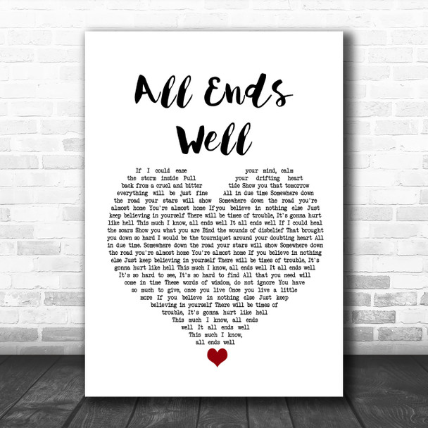 Alter Bridge All Ends Well White Heart Song Lyric Wall Art Print