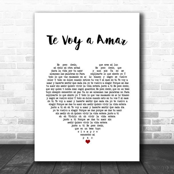 Axel Te Voy a Amar White Heart Song Lyric Wall Art Print