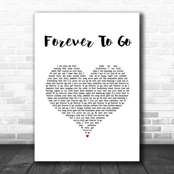 Chase Rice Forever To Go White Heart Song Lyric Wall Art Print