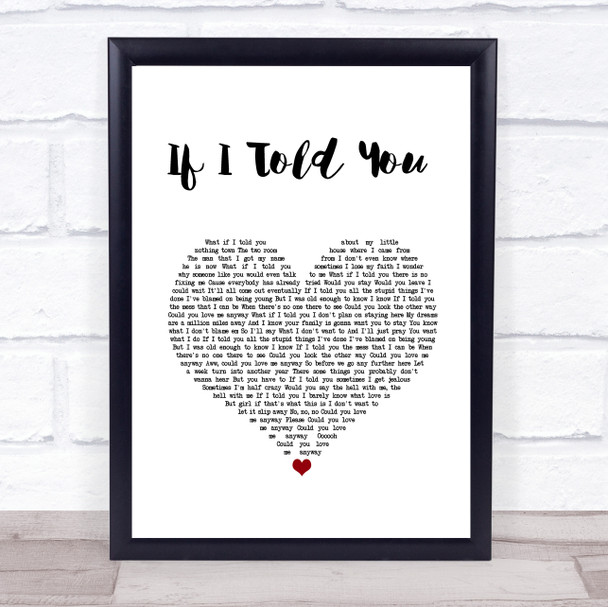 Darius Rucker If I Told You White Heart Song Lyric Wall Art Print