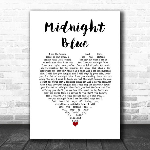 Electric Light Orchestra Midnight Blue White Heart Song Lyric Wall Art Print