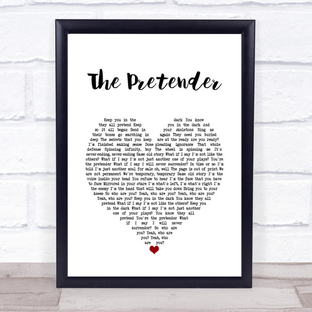 Foo Fighters The Pretender White Heart Song Lyric Wall Art Print