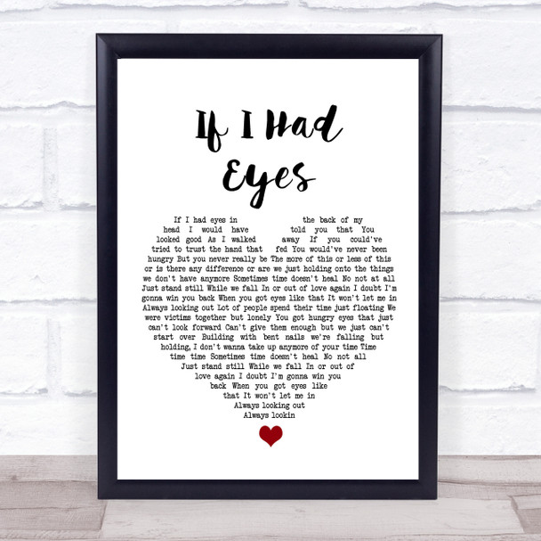 Jack Johnson If I Had Eyes White Heart Song Lyric Wall Art Print