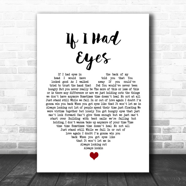 Jack Johnson If I Had Eyes White Heart Song Lyric Wall Art Print