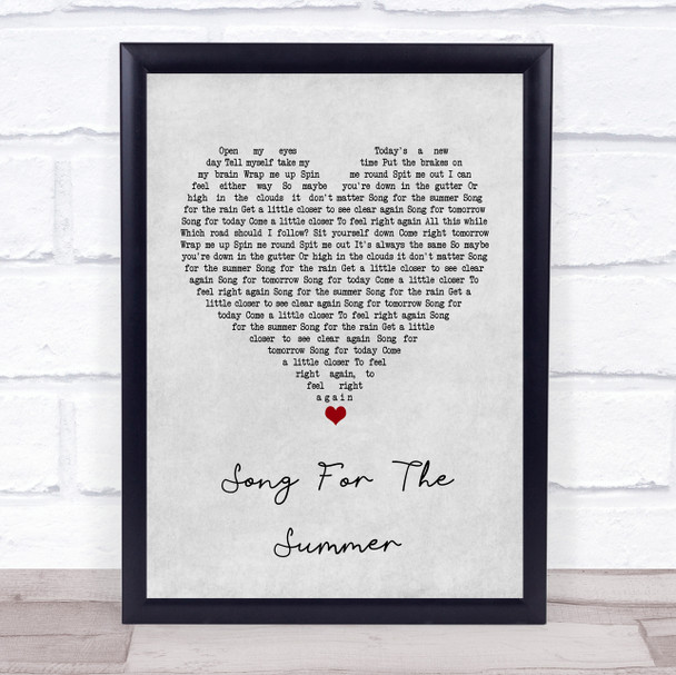 Stereophonics Song For The Summer Grey Heart Song Lyric Music Wall Art Print