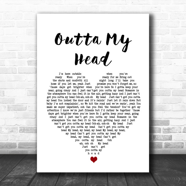 Khalid & John Mayer Outta My Head White Heart Song Lyric Wall Art Print