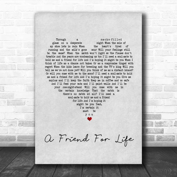 Steve Harley & Cockney Rebel A Friend For Life Grey Heart Song Lyric Music Wall Art Print