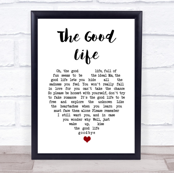 Tony Bennett The Good Life White Heart Song Lyric Wall Art Print