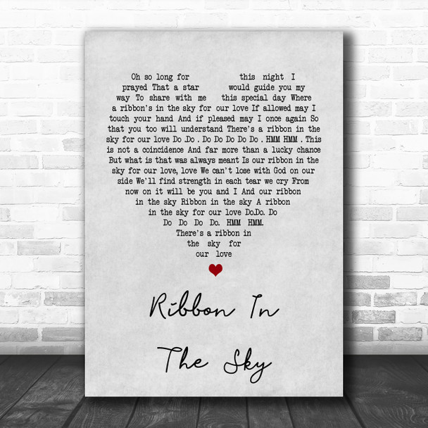 Stevie Wonder Ribbon In The Sky Grey Heart Song Lyric Music Wall Art Print