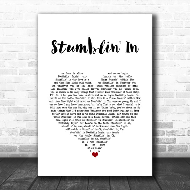 Chris Norman & Suzi Quatro Stumblin' In White Heart Song Lyric Wall Art Print
