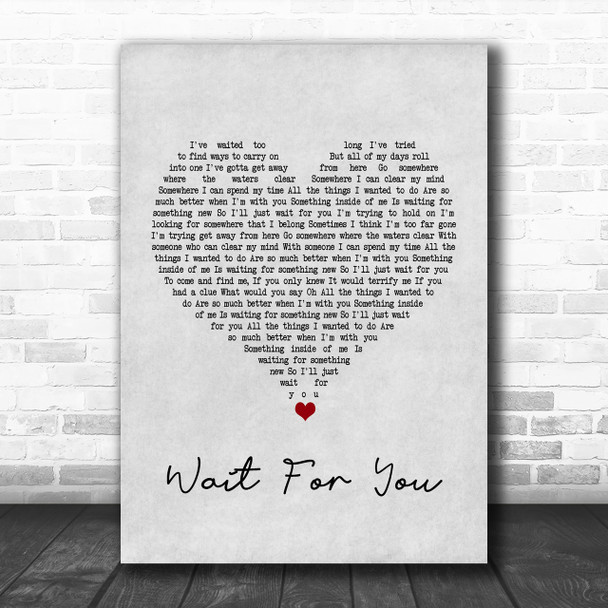 Stone Broken Wait For You Grey Heart Song Lyric Music Wall Art Print