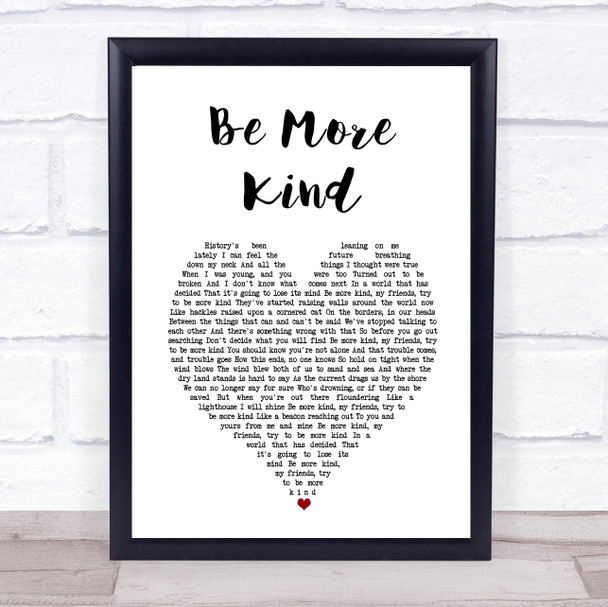 Frank Turner Be More Kind White Heart Song Lyric Wall Art Print