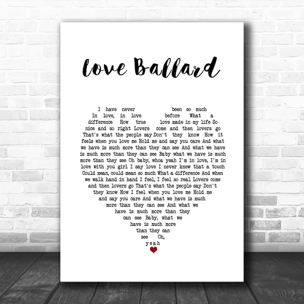 George Benson Love Ballard White Heart Song Lyric Wall Art Print
