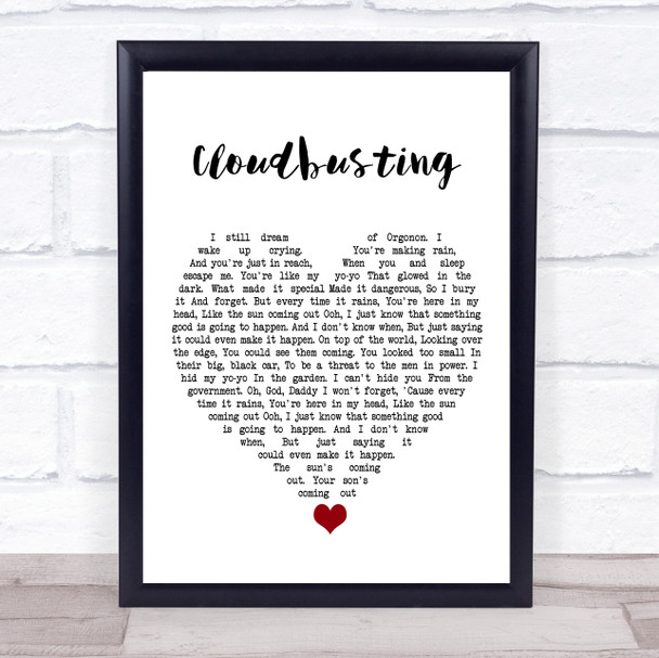 Kate Bush Cloudbusting White Heart Song Lyric Wall Art Print