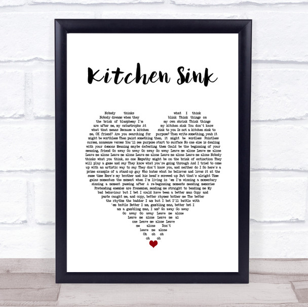 Twenty One Pilots Kitchen Sink White Heart Song Lyric Wall Art Print