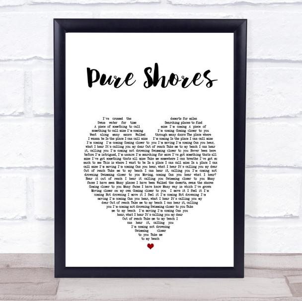 All Saints Pure Shores White Heart Song Lyric Wall Art Print