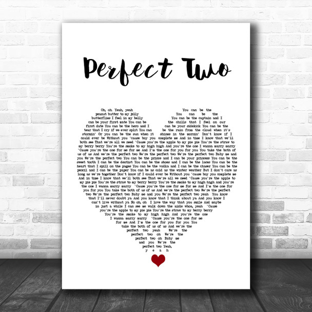 Auburn Perfect Two White Heart Song Lyric Wall Art Print
