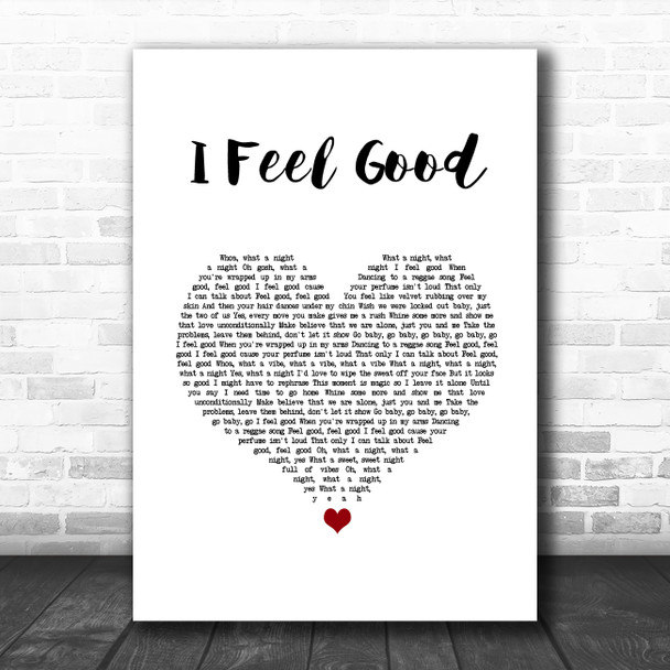 Beres Hammond I Feel Good White Heart Song Lyric Wall Art Print