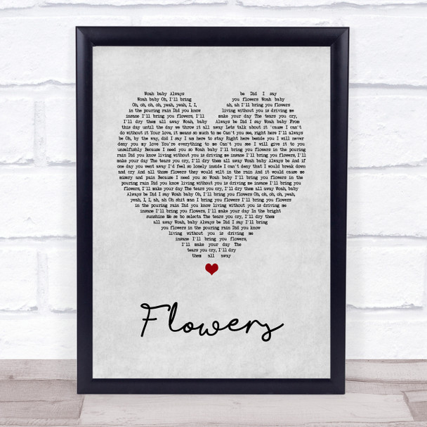 Sweet Female Attitude Flowers Grey Heart Song Lyric Music Wall Art Print