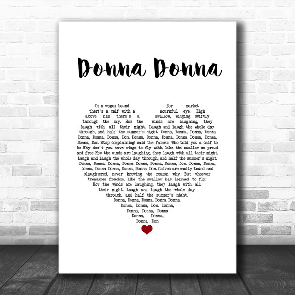 Joan Baez Donna Donna White Heart Song Lyric Wall Art Print