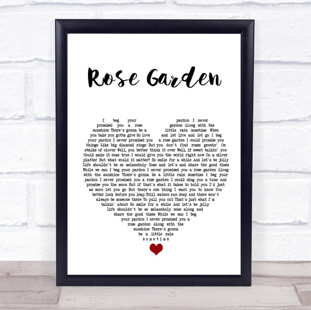 KD Lang Rose Garden White Heart Song Lyric Wall Art Print