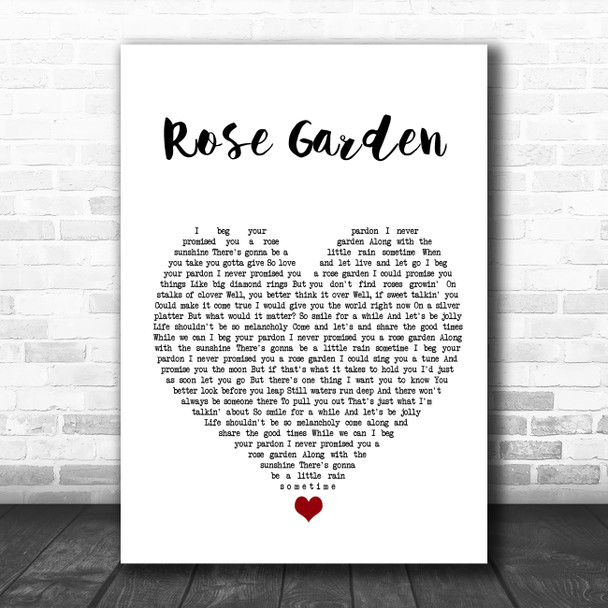 KD Lang Rose Garden White Heart Song Lyric Wall Art Print