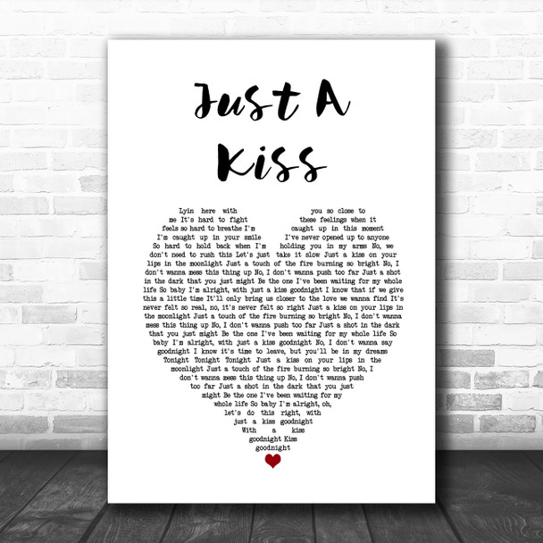 Lady Antebellum Just A Kiss White Heart Song Lyric Wall Art Print