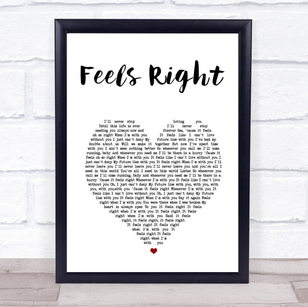 Lemar Feels Right White Heart Song Lyric Wall Art Print